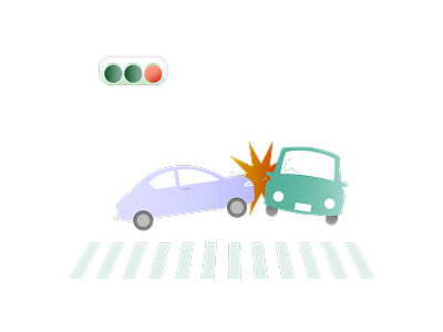 青信号で交差点に進入した甲車と赤信号で侵入した乙車が衝突した事故について